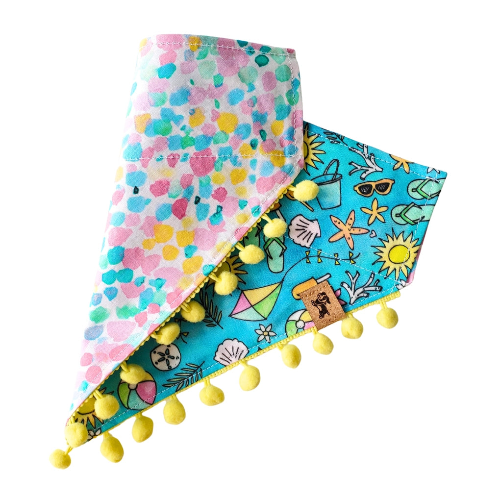 Beach Day - REVERSIBLE Dog Collar Bandana