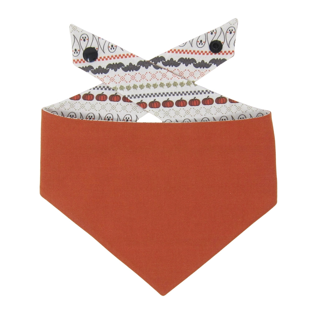 Halloween Fair Isle Tie On Dog Bandana | Reversible