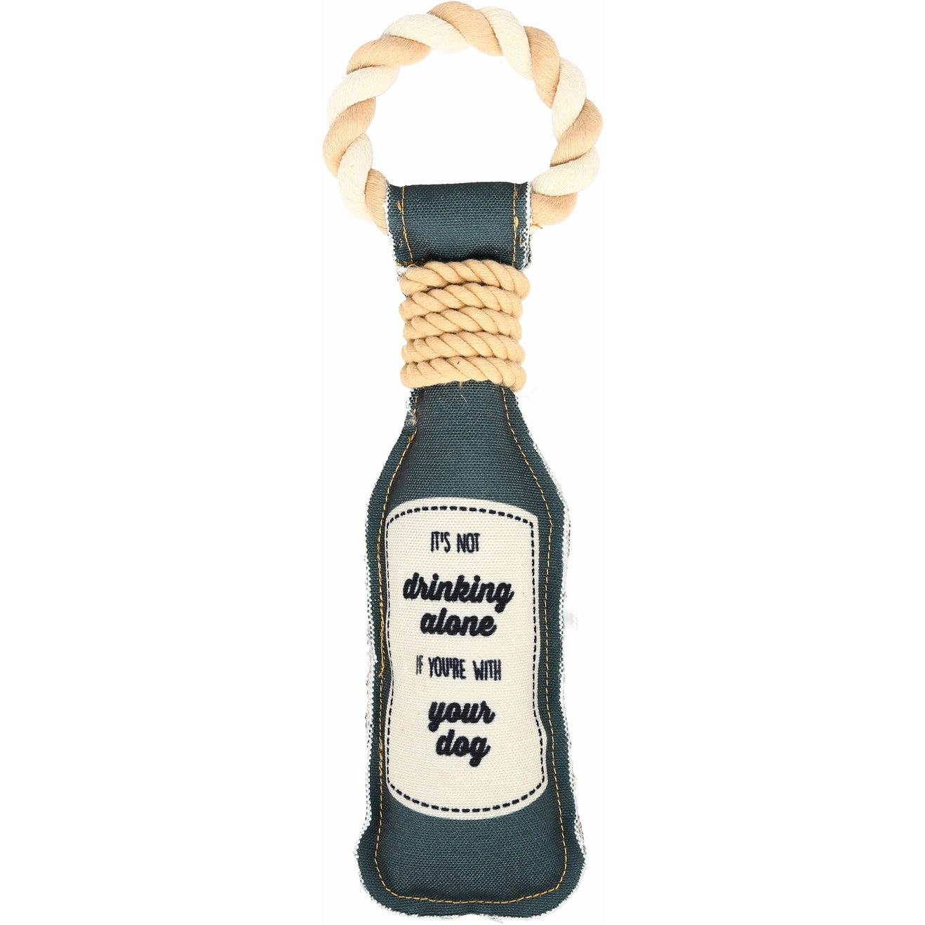 Drinking Alone - 13" Canvas Dog Toy On Rope