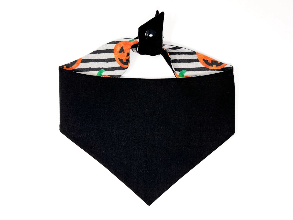 Jack O Lantern Tie-On Dog Bandana with Snaps For Halloween