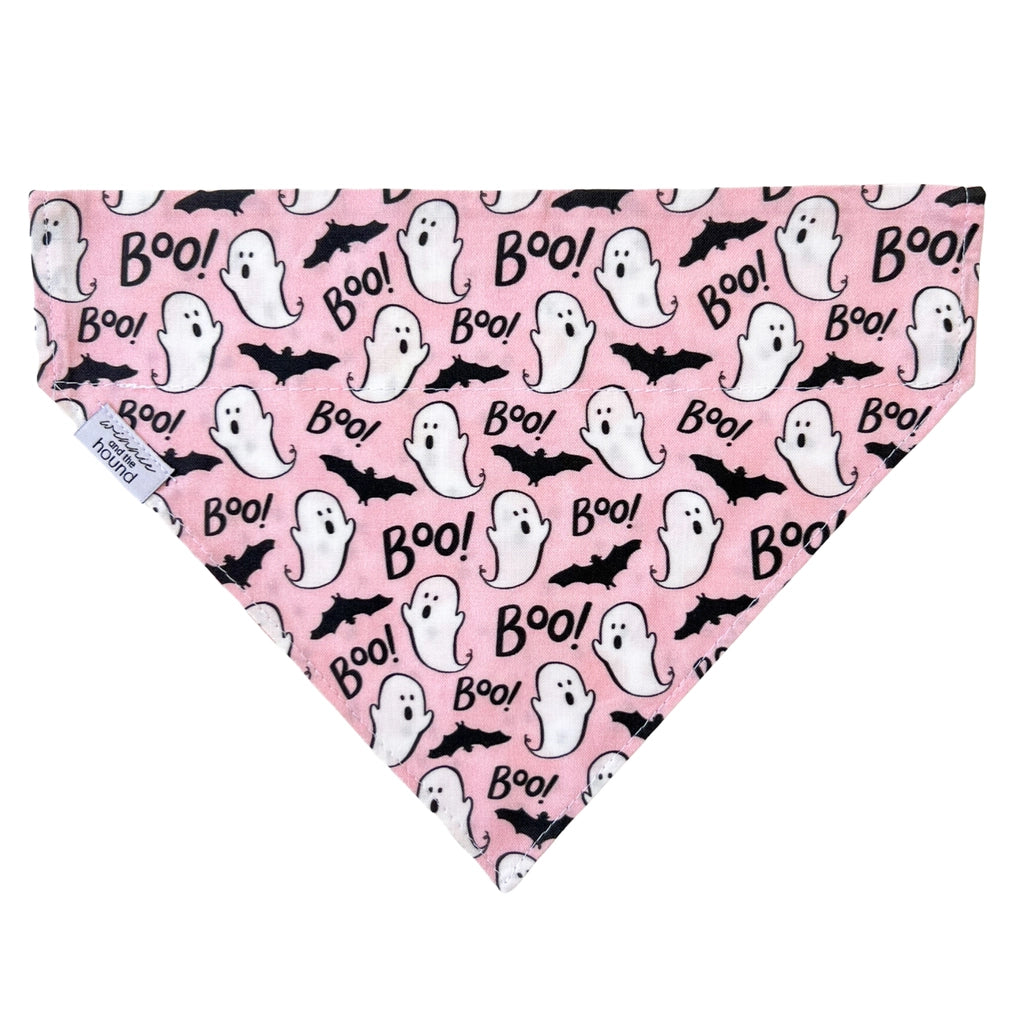 Pink Ghosts Reversible Halloween Over-the-Collar Dog Bandana