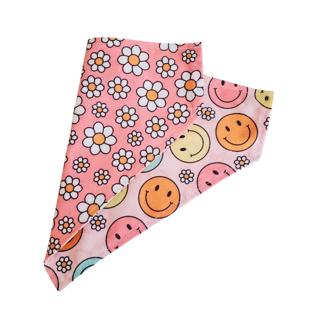 Pink Smile - REVERSIBLE Dog Collar Bandana