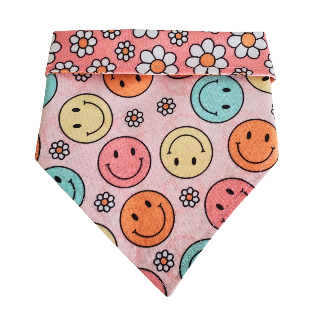 Pink Smile - REVERSIBLE Dog Collar Bandana