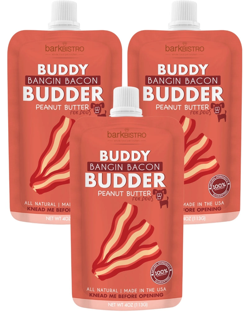Dog Peanut Butter - 4oz Squeeze Packs Bangin Bacon  Budder