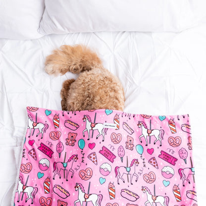 Pink Carnival Dog Blanket with Warm Sherpa Fabric