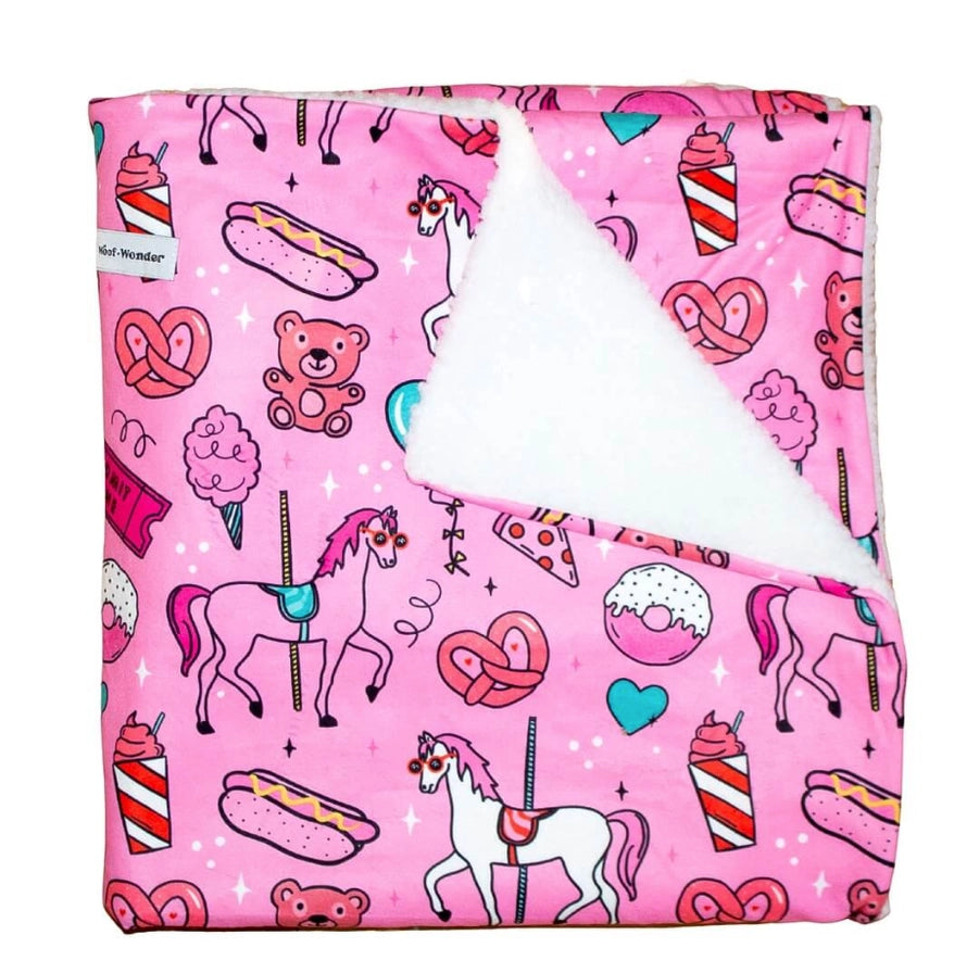 Pink Carnival Dog Blanket with Warm Sherpa Fabric