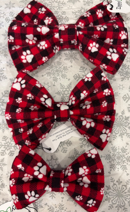 Flannel Paws Bow Tie