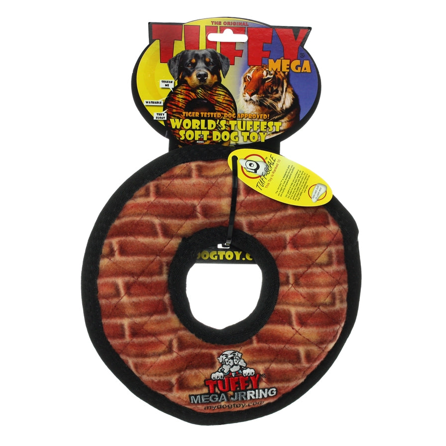 Tuffy Mega Jr Ring Brick, Durable, Tough, Squeaky Dog Toy