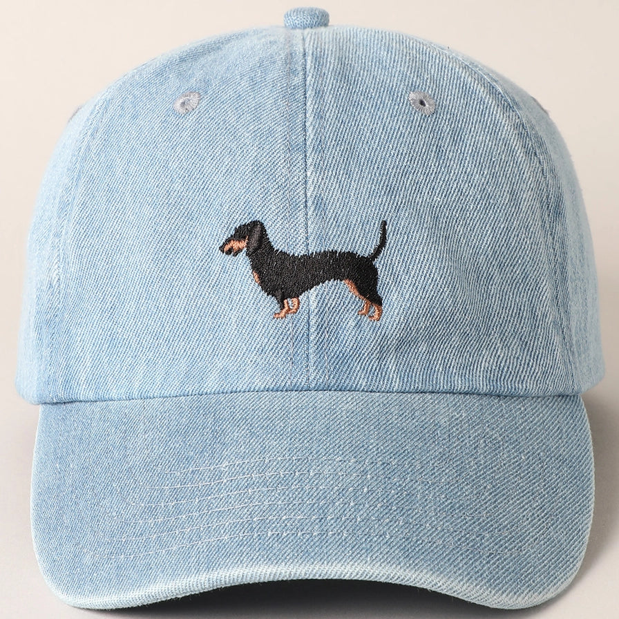 Dachshund Dog Embroidered Denim Baseball Cap