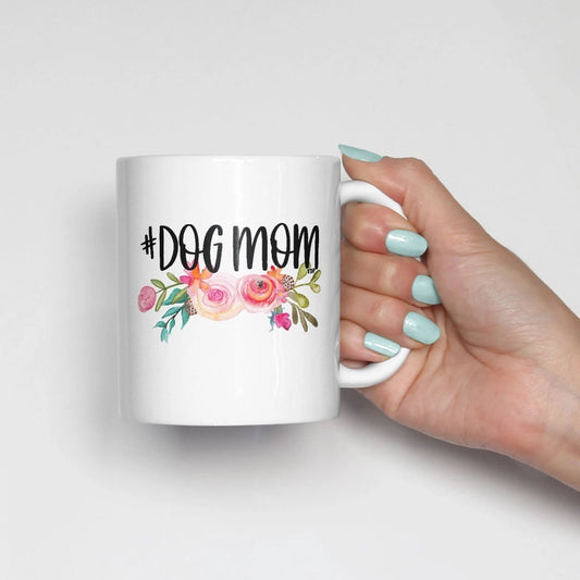 Bright Floral #Dogmom Coffee Mug