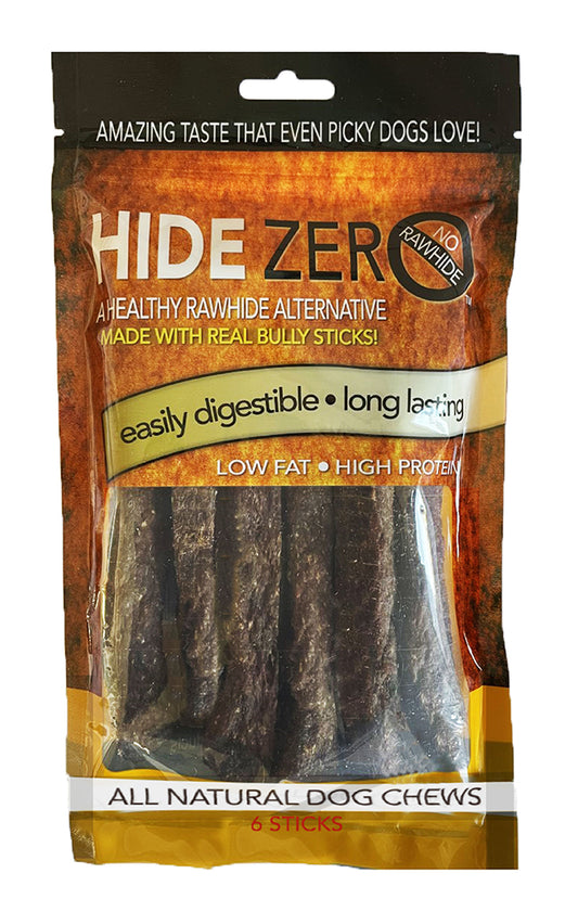 Hide Zero 6-Inch 6-Pack Bully-Flavored Rawhide Alternative Chew