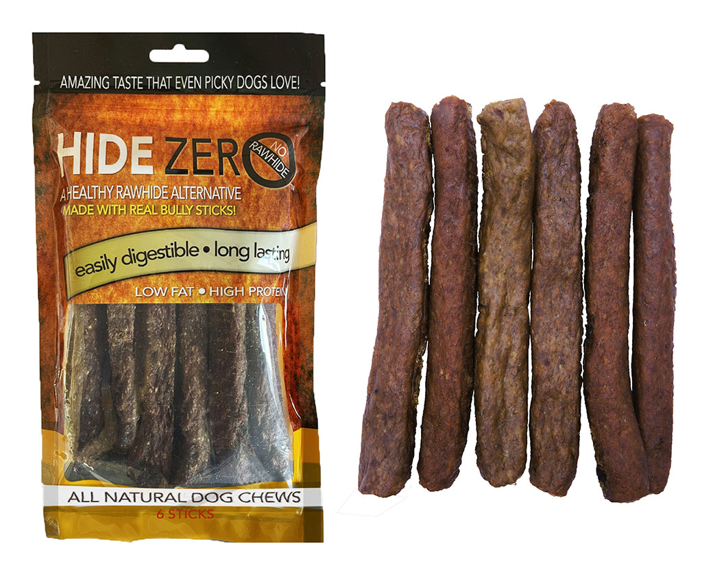 Hide Zero 6-Inch 6-Pack Bully-Flavored Rawhide Alternative Chew