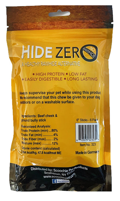 Hide Zero 6-Inch 6-Pack Bully-Flavored Rawhide Alternative Chew