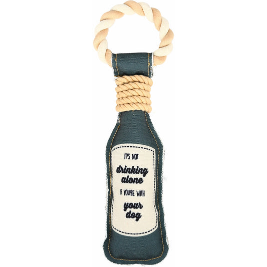 Drinking Alone - 13" Canvas Dog Toy On Rope