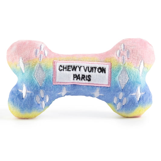 Pink Ombre Chewy Vuiton Bone Squeaker Dog Toy