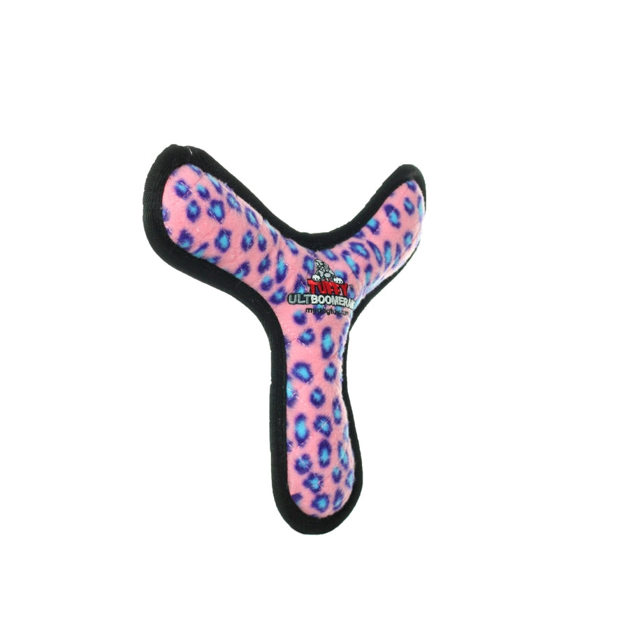 Tuffy Ultimate Boomerang - Pink Leopard, Squeaky Dog Toy