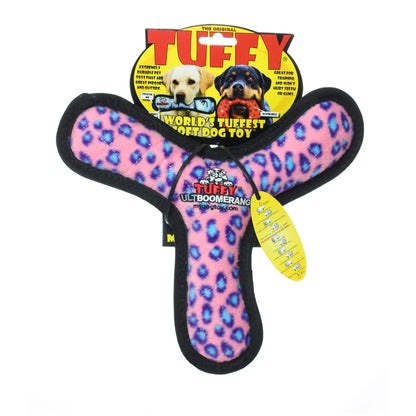 Tuffy Ultimate Boomerang - Pink Leopard, Squeaky Dog Toy