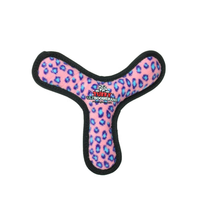 Tuffy Ultimate Boomerang - Pink Leopard, Squeaky Dog Toy