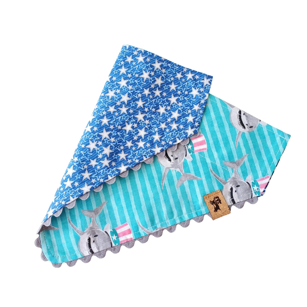 Patriotic Sharks - Reversible Dog Collar Bandana