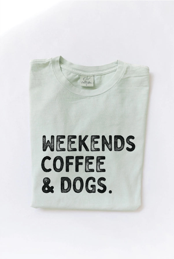 Weekends Coffee and Dogs Mineral Graphic Top