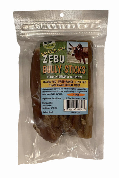 ZEBU Bully Sticks 6-Inch 4-Pack