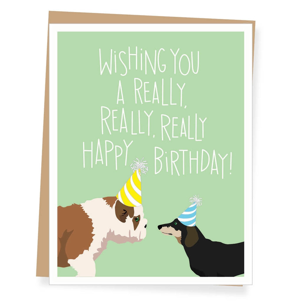 Two Dogs Really Really Happy Birthday Card