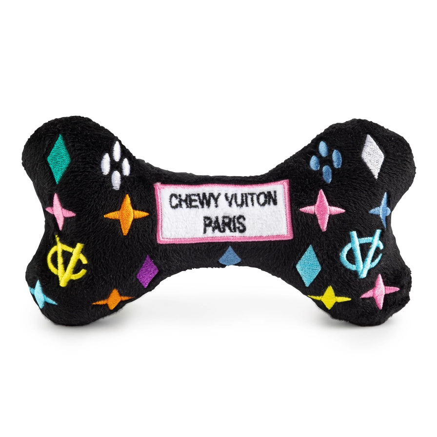 Chewy Vuiton Bone Dog Toy - Black Monogram